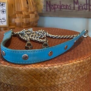 Rebecca Minkoff Studded Turquoise Leather Crossbody Strap 44 Inches Long